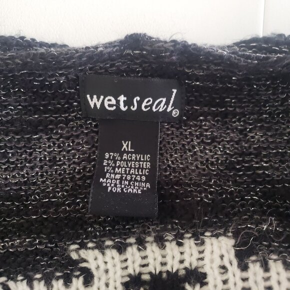 Vintage Y2K Wetseal Womens Gray Hooded Cardigan Size XL Aztec Print Metallic - Picture 5 of 8